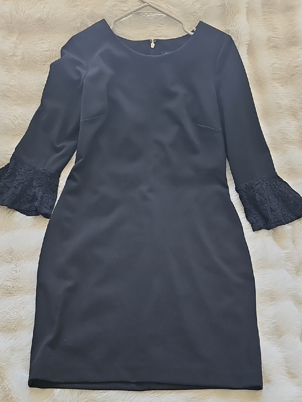 Tommy Hilfiger Black Sheath Dress with Lace Bell Sleeves stretch